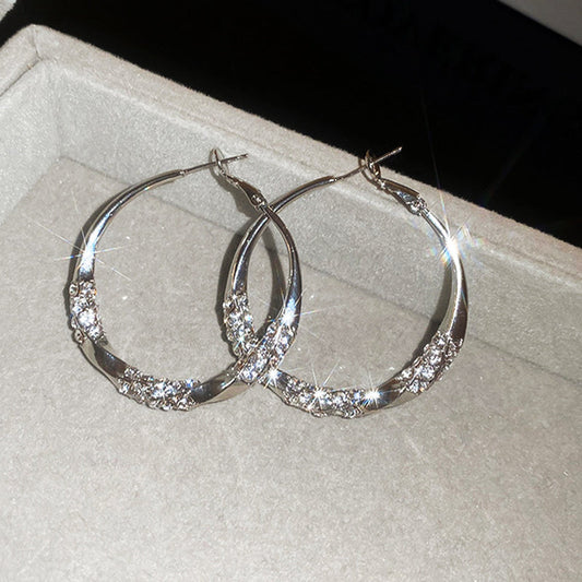 🔥 50% DE RÉDUCTION ! ✨ Boucles d'Oreilles Cercles Zircon - Design 32mm Léger, Alliage Hypoallergénique, Élégant Polyvalent 💎✨