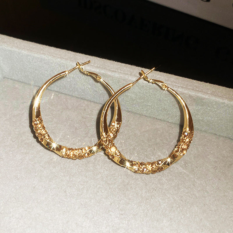 🔥 50% DE RÉDUCTION ! ✨ Boucles d'Oreilles Cercles Zircon - Design 32mm Léger, Alliage Hypoallergénique, Élégant Polyvalent 💎✨