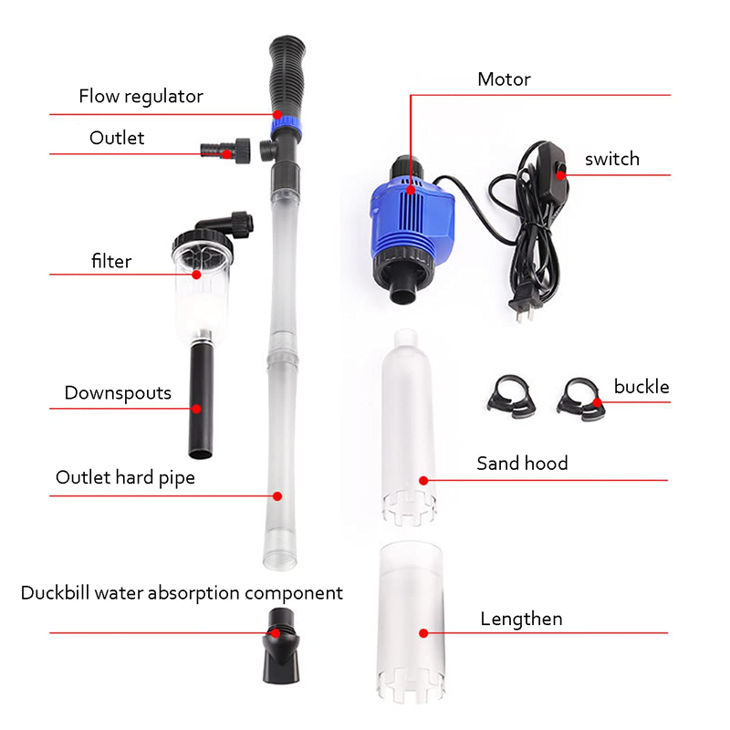 Changeur d'eau et Nettoyeur de Filtre pour Aquarium à Aspiration Électrique – Entretien Facile de Votre Aquarium 🐠🔧