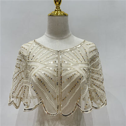 ⏳Time-limited Special⏰👗 Châle vintage en dentelle et perles