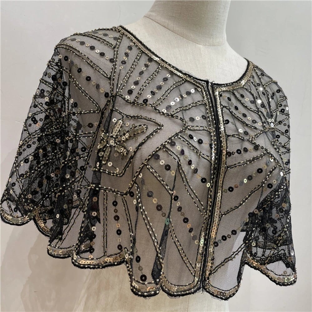 ⏳Time-limited Special⏰👗 Châle vintage en dentelle et perles