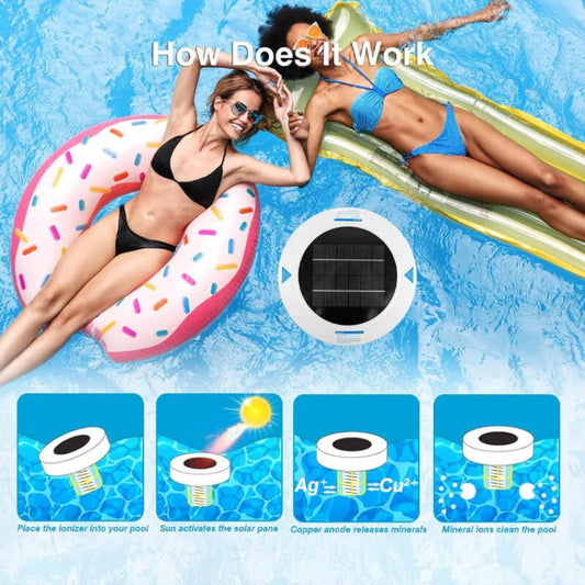 Sun-Powered Pool Ionizer for Crystal Clear Water — Eco-Friendly, Sparkling Clean Pool Water