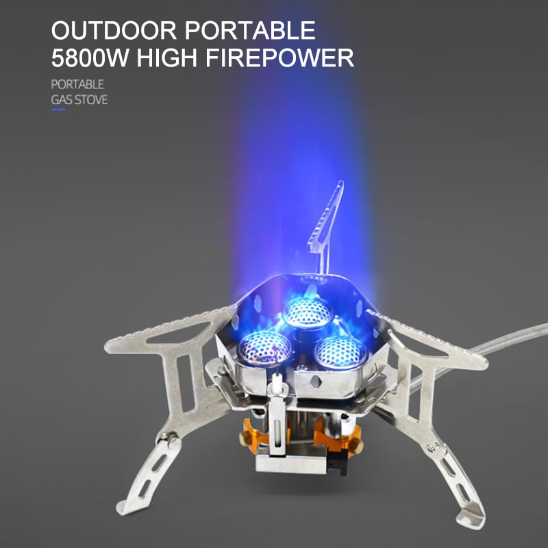 Promo Flash 50% — Réchaud de Camping 3 Feux 5800W avec Allumage Piézo, Puissant et Réglable, Résistant au Vent, Boîte de Rangement, Pour Cuisine Extérieure 🏕️