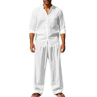 📢📢40 % DE RÉDUCTION !! ⏰Ensemble chemise et pantalon pour homme – Style décontracté, lin respirant, coupe ample
