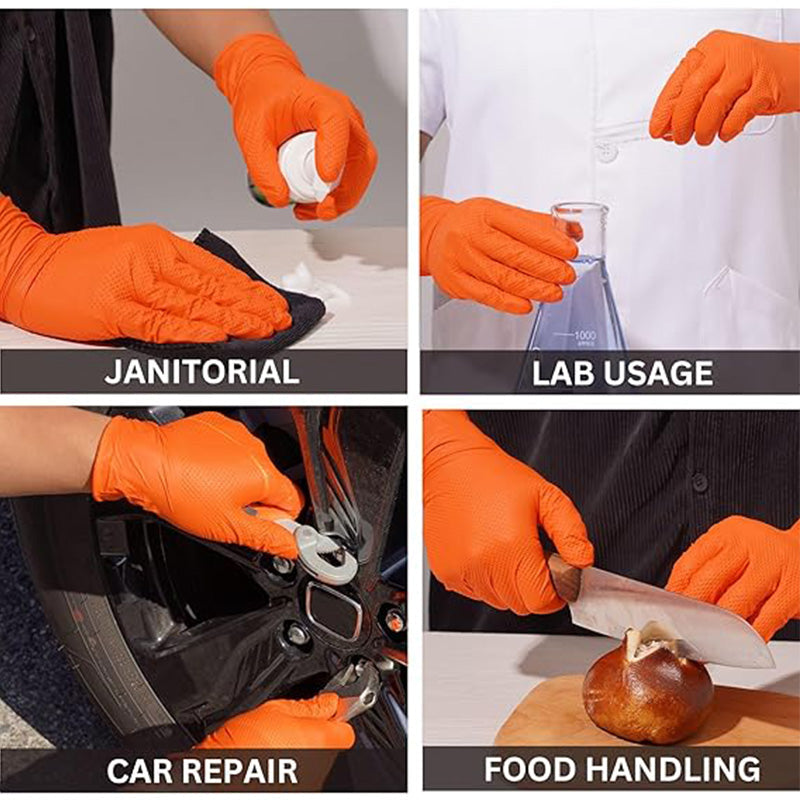 (30 paires) 🔥🔥 Gants jetables en nitrile avec renforts à motif losange - protection industrielle renforcée