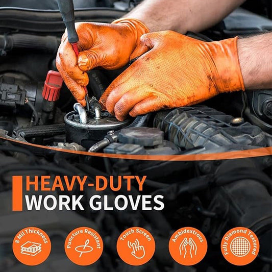 (30 paires) 🔥🔥 Gants jetables en nitrile avec renforts à motif losange - protection industrielle renforcée