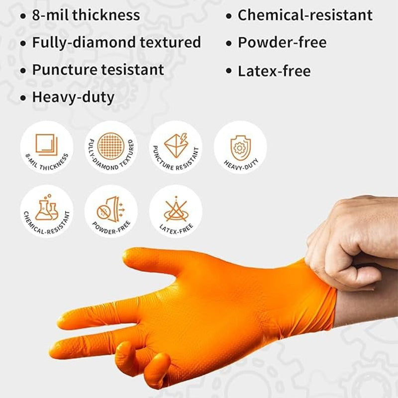 (30 paires) 🔥🔥 Gants jetables en nitrile avec renforts à motif losange - protection industrielle renforcée