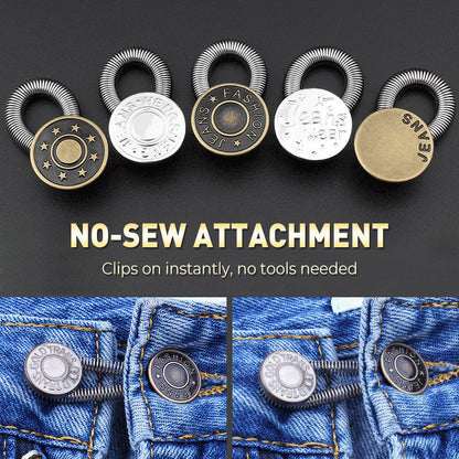 🔝 Bouton d'extension de taille à ressort métallique pour jeans – pratique, durable et facile à installer