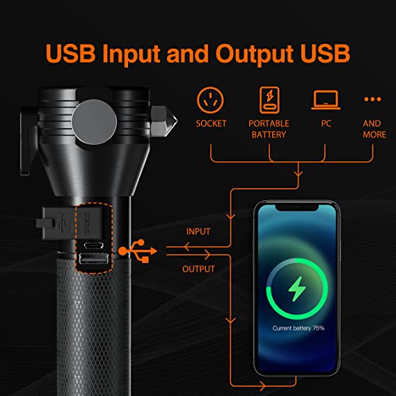 Lampe de poche tactique solaire 10 en 1 — puissante, polyvalente et rechargeable