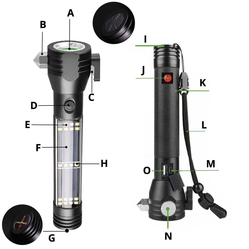 Lampe de poche tactique solaire 10 en 1 — puissante, polyvalente et rechargeable
