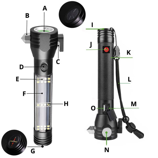 Lampe de poche tactique solaire 10 en 1 — puissante, polyvalente et rechargeable