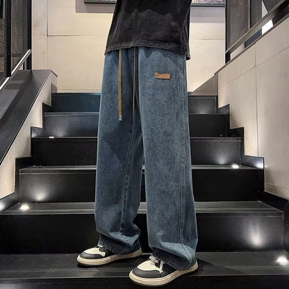 Jeans Décontractés à Coupe Ample et Jambes Larges pour Homme