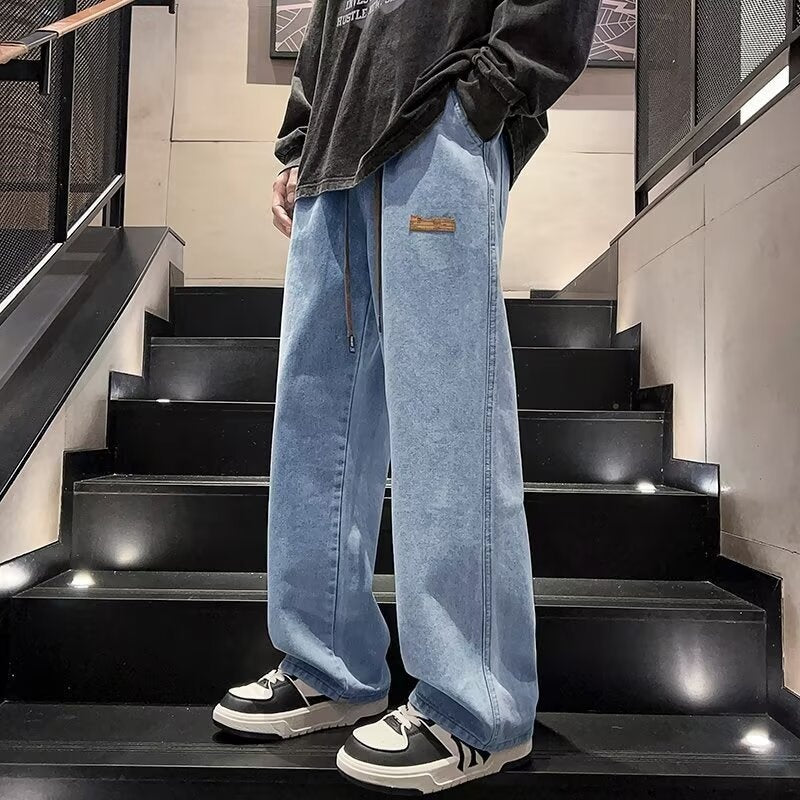 Jeans Décontractés à Coupe Ample et Jambes Larges pour Homme