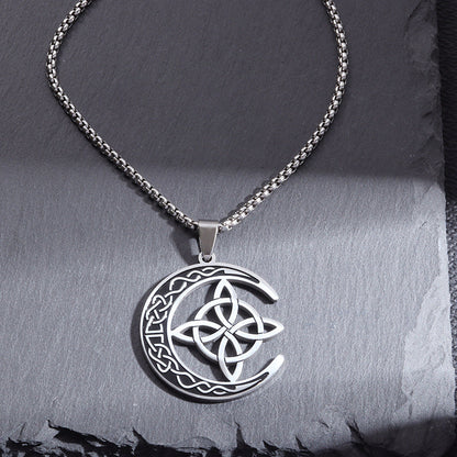 🔥 DERNIER JOUR – 50% DE RÉDUCTION !🌙 Collier Pendentif Lune Celtique – Acier Inoxydable, Unisexe & Symbolisme de Protection