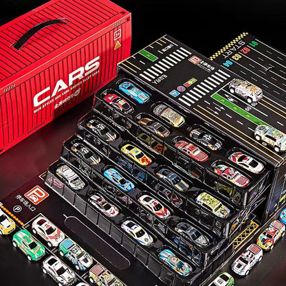 🎅Offre spéciale Noël 49% DE RÉDUCTION🎁48 mini-wagons à moteur avec garage intégré