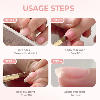 Gel Auto-Nivelant 3-en-1 pour Ongles – Base et Construction en 1 Étape, Durcissement LED/UV en 60s, Formule Sans HEMA – Sûre et Ultra Efficace, -50% de réduction