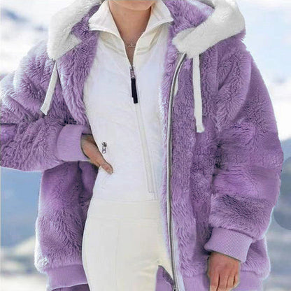 🧥 60% DE RÉDUCTION! ✨ Veste à Capuche en Polaire - Doublure Intérieure en Sherpa Chaud avec Poche Cachée pour Affronter l'Hiver ❄️🎁