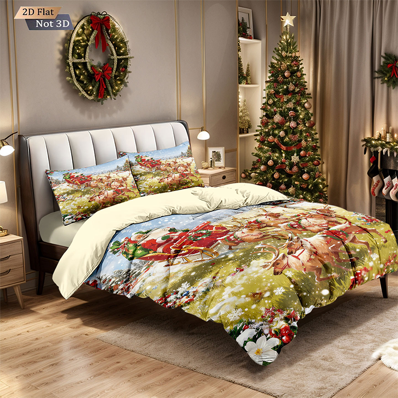 ⏳Offre spéciale à durée limitée – Ensemble festif de housse de couette 3 pièces pour Noël, confort et style 🛏️🎄❤️