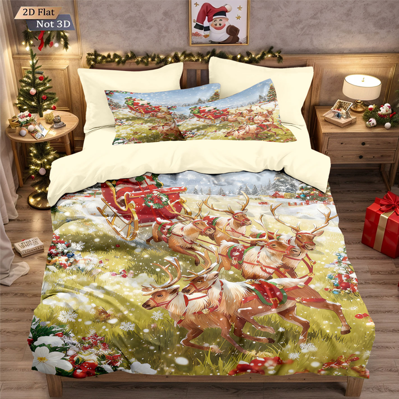 ⏳Offre spéciale à durée limitée – Ensemble festif de housse de couette 3 pièces pour Noël, confort et style 🛏️🎄❤️