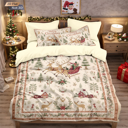 ⏳Offre spéciale à durée limitée – Ensemble festif de housse de couette 3 pièces pour Noël, confort et style 🛏️🎄❤️