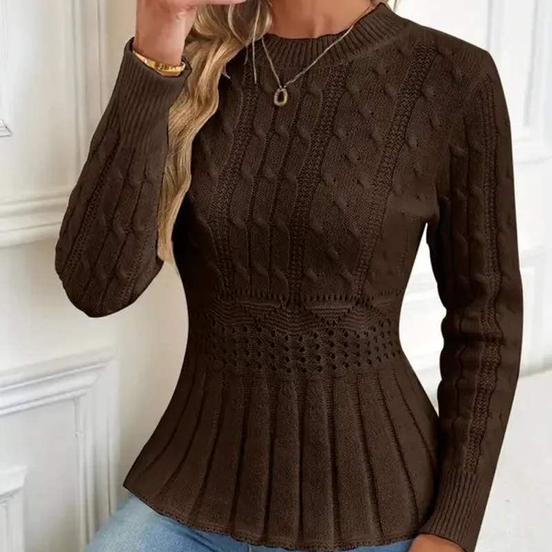 🔥 60% DE RÉDUCTION ! ✨ Pull Femme à Col Peter Pan - Maille Épaisse, Ourlet Péplum, Intemporel pour Tenues d'Automne 🧶✨