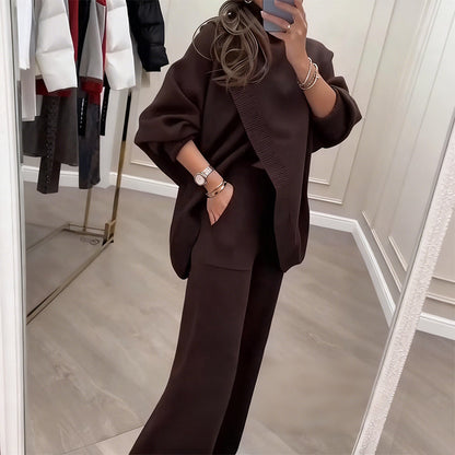 🔥 43% DE RÉDUCTION ! ✨ Ensemble Femme 2 Pièces Oversize - Pull Molletonné + Pantalon Droit, Coupe Confortable et Tendance 👚🩳