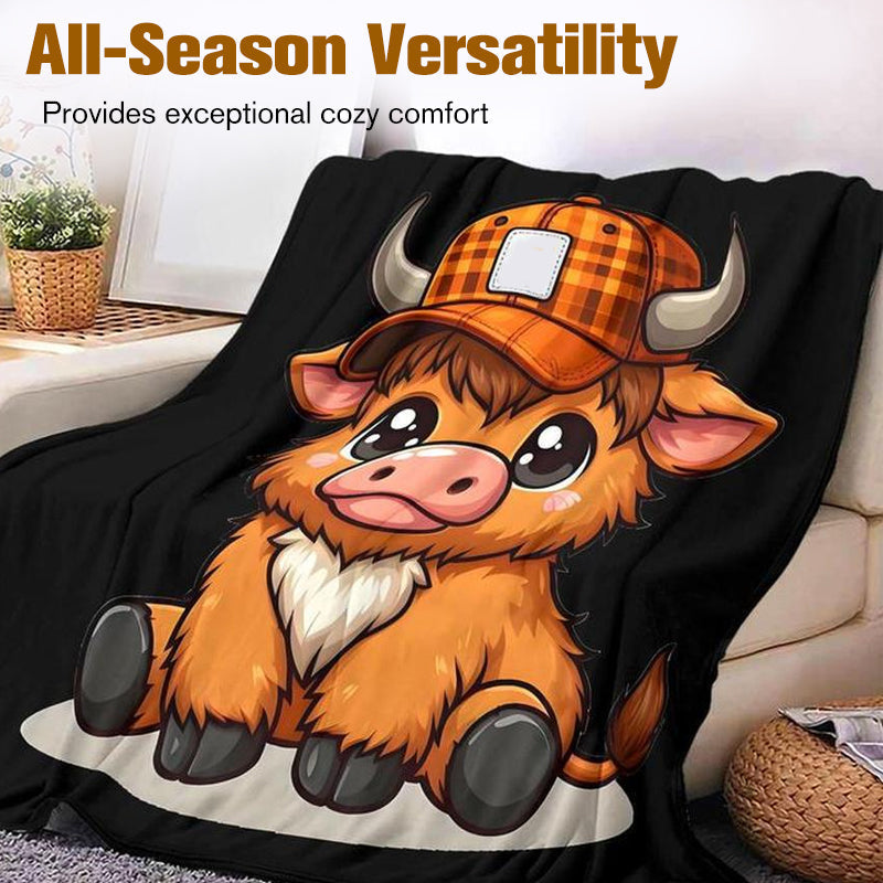 Couverture ultra-douce au motif vache dessin animé – confort moelleux et design ludique