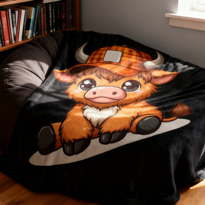 Couverture ultra-douce au motif vache dessin animé – confort moelleux et design ludique