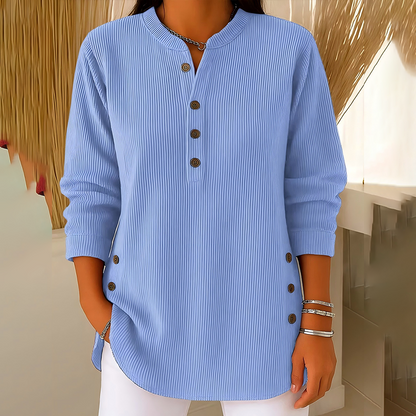 👗👚Hauts Henley en velours côtelé boutonnés pour femmes：chic et flatteur pour tous les looks📢50% DE RÉDUCTION✨