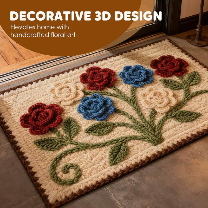 Promo 50% : Tapis de sol absorbant et antidérapant au motif fil floral 3D