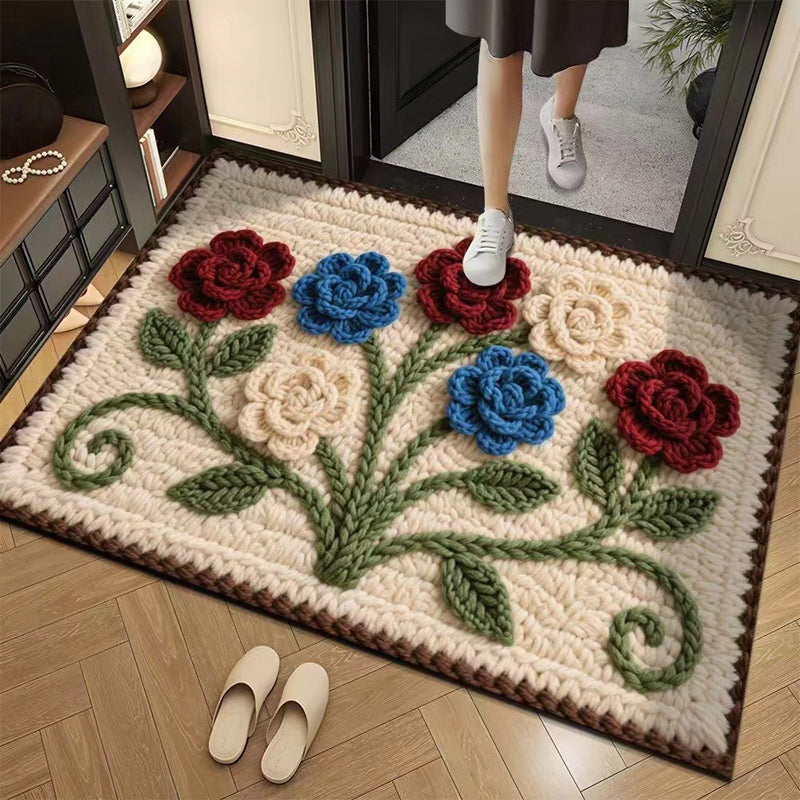 Promo 50% : Tapis de sol absorbant et antidérapant au motif fil floral 3D