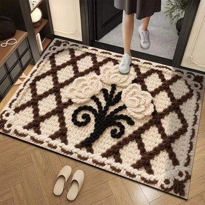 Promo 50% : Tapis de sol absorbant et antidérapant au motif fil floral 3D