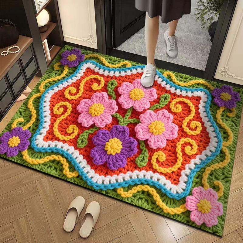 Promo 50% : Tapis de sol absorbant et antidérapant au motif fil floral 3D