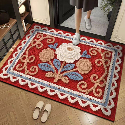 Promo 50% : Tapis de sol absorbant et antidérapant au motif fil floral 3D