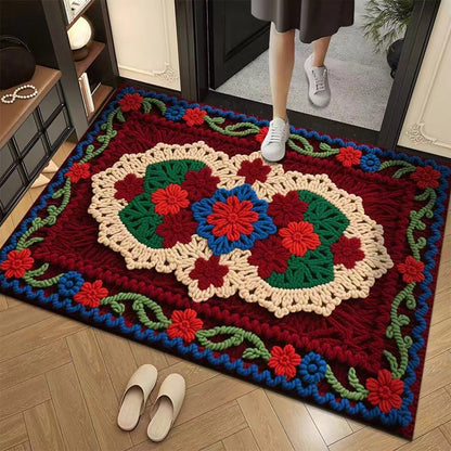 Promo 50% : Tapis de sol absorbant et antidérapant au motif fil floral 3D