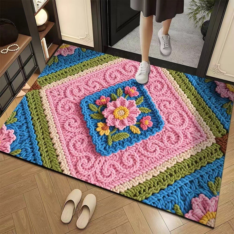 Promo 50% : Tapis de sol absorbant et antidérapant au motif fil floral 3D