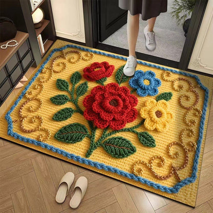 Promo 50% : Tapis de sol absorbant et antidérapant au motif fil floral 3D