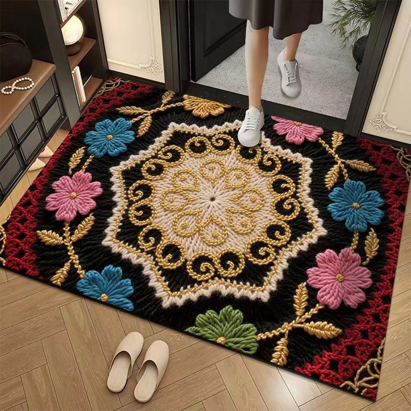 Promo 50% : Tapis de sol absorbant et antidérapant au motif fil floral 3D