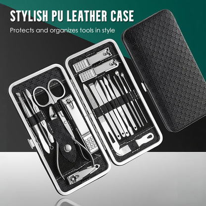 Ensemble de Manucure en Acier Inoxydable avec Étui en Cuir PU – Élégant, Durable et Portable