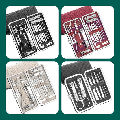 Ensemble de Manucure en Acier Inoxydable avec Étui en Cuir PU – Élégant, Durable et Portable
