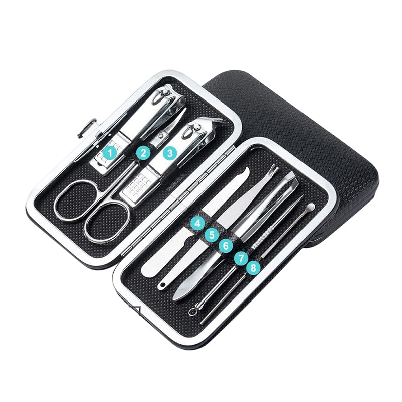Ensemble de Manucure en Acier Inoxydable avec Étui en Cuir PU – Élégant, Durable et Portable