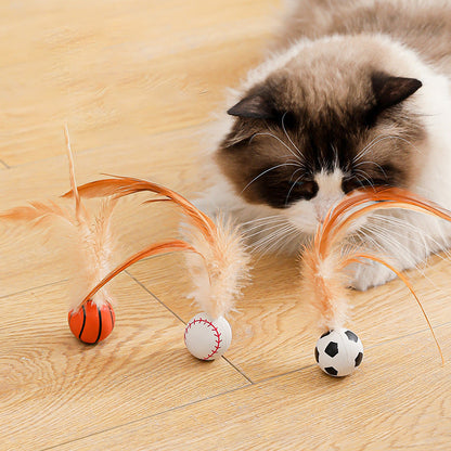 Boule rebondissante interactive avec plume pour chat — le jouet félin ultime, édition 2025 en promotion