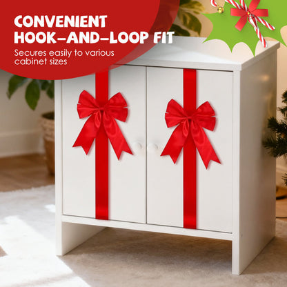 Grand nœud en ruban décoratif pour porte de placard – Noël