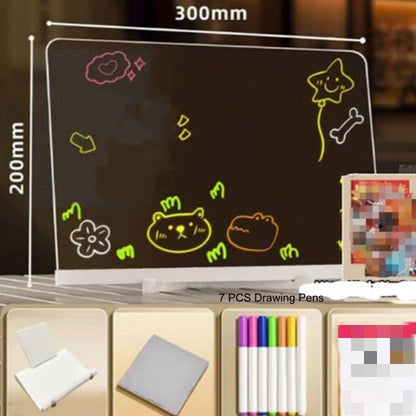 🎨 50 % DE RÉDUCTION ! ✨ TABLETTE À DESSIN LUMINEUSE - Surface phosphorescente réutilisable, support ajustable pour les dessins et l'écriture des enfants, fonctionne sur piles avec stylet inclus 🖍️💡