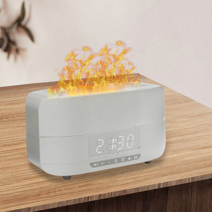 Diffuseur d'arômes à effet flamme, humidificateur intégré et enceinte Bluetooth — ambiance chaleureuse à domicile