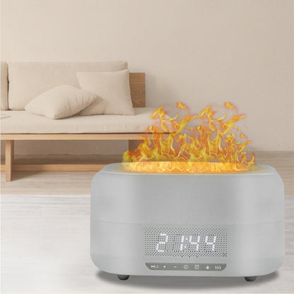Diffuseur d'arômes à effet flamme, humidificateur intégré et enceinte Bluetooth — ambiance chaleureuse à domicile