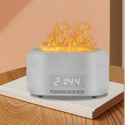 Diffuseur d'arômes à effet flamme, humidificateur intégré et enceinte Bluetooth — ambiance chaleureuse à domicile