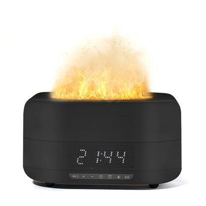 Diffuseur d'arômes à effet flamme, humidificateur intégré et enceinte Bluetooth — ambiance chaleureuse à domicile
