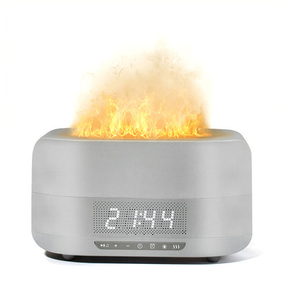 Diffuseur d'arômes à effet flamme, humidificateur intégré et enceinte Bluetooth — ambiance chaleureuse à domicile
