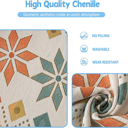 Housse réversible pour canapé bohème avec pompons – style chic et cosy